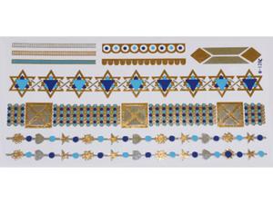 Gold Silver Blue | Jewelry Flash Tattoo stickers W-128C, 21x11cm - 2824064221