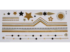 Gold Silver Black | Jewelry Flash Tattoo stickers W-130, 21x11cm