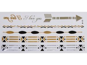 Gold Silver Black | Jewelry Flash Tattoo stickers W-131, 21x11cm