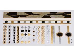 Gold Silver Black | Jewelry Flash Tattoo stickers W-135, 21x11cm - 2824064234