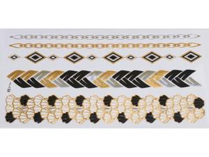 Gold Silver Black | Jewelry Flash Tattoo stickers W-136, 21x11cm - 2824064236