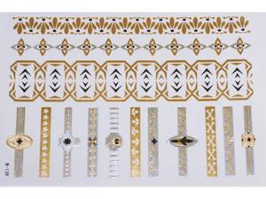 Gold Silver Black | Jewelry Flash Tattoo stickers W-139, 21x15cm - 2824064238