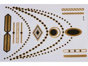 Gold Black | Jewelry Flash Tattoo stickers W-146, 21x15cm - 2824064243