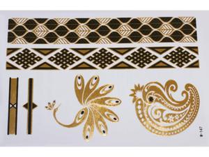 Gold Black | Jewelry Flash Tattoo stickers W-147, 21x15cm - 2824064244