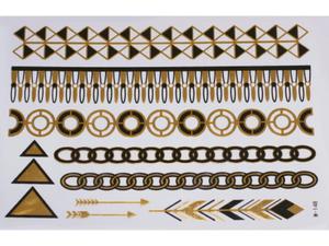 Gold Black | Jewelry Flash Tattoo stickers W-148, 21x15cm - 2824064245