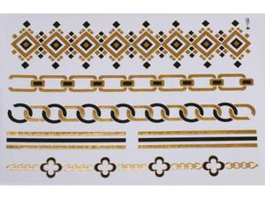 Gold Black | Jewelry Flash Tattoo stickers W-150, 21x15cm - 2824064247