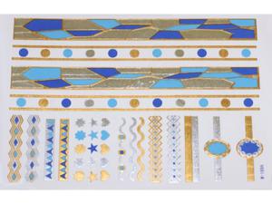 Gold Silver Blue | Jewelry Flash Tattoo stickers W-169C, 21x15cm - 2824064257