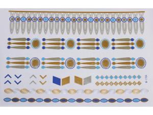 Gold Silver Blue | Jewelry Flash Tattoo stickers W-170C, 21x15cm - 2824064259