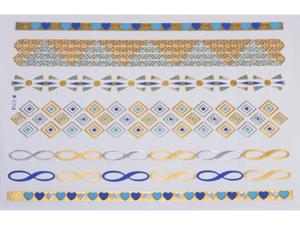 Gold Silver Blue | Jewelry Flash Tattoo stickers W-171C, 21x15cm - 2824064261