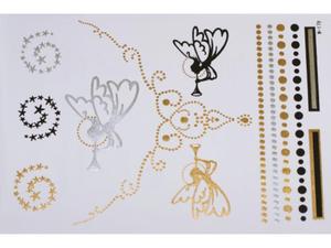 Gold Silver Black | Jewelry Flash Tattoo stickers W-179, 21x15cm - 2824064266