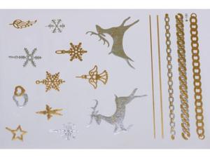 Gold Silver | Jewelry Flash Tattoo stickers W-181, 21x15cm - 2824064267