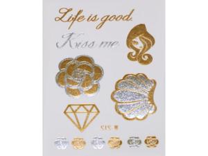 Gold Silver | Jewelry Flash Tattoo stickers W-212, 8x10cm - 2824064289