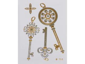 Gold Silver | Jewelry Flash Tattoo stickers W-214, 8x10cm - 2824064291