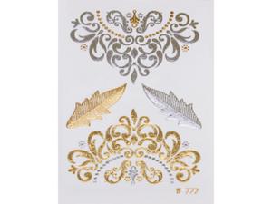 Gold Silver | Jewelry Flash Tattoo stickers W-222, 8x10cm - 2824064299