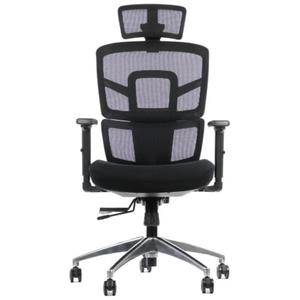 Ergonomiczne krzeso biurowe TREX CZARNY - wysuw siedziska, regulowane podokietniki i zagwek, oparcie siatkowe, podstawa aluminiowa - fotel obrotowy do 8-godzinnej pracy - 2874716574