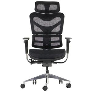 Ergonomiczne krzeso obrotowe/biurowe ErgoNew S7 - wysuw siedziska, regulowane oparcie, podokietniki i zagwek, siedzisko siatkowe, podstawa aluminiowa - 2874998388