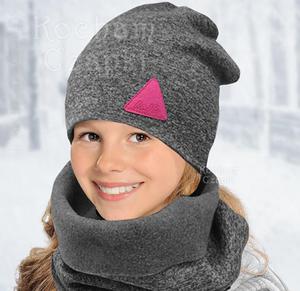 Tajniak Komplet czapka beanie + komin 52-54 cm - rowy - 2845957566