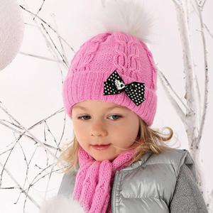 Komplet zimowy czapka i szalik dla dziewczynki Giza 48-52 cm - jasny r - 2844414183