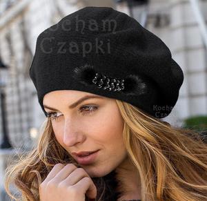 Beret kobiecy Luiza II rozm. 56-58 cm - czarny - 2858632799