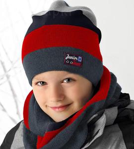 Komplet zimowy czapka + komin Junior Team rozm. 55-57 cm - navy/czerwony - 2857525136