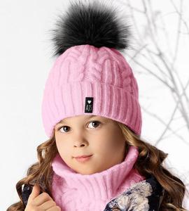 Zimowy komplet dla dziewczynki Warkocz, czapka+komin-tuba, r.54-56 cm - jasny r - 2858632847