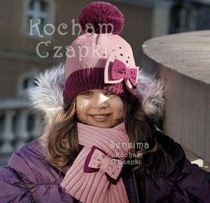 Komplet czapka+szal zimowy dla dziewczynki Alina r + fiolet rozm. 50-52 cm - r + fiolet - 2846605617