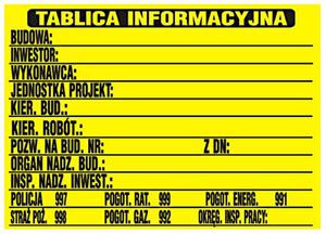 TABLICA INFORMACYJNA BUDOWLANA 690*460MM - 2870725986