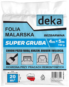 FOLIA MALARSKA SUPER GRUBA BEZBARWNA 4*5M 700G - 2870737718