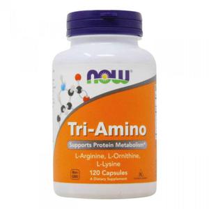 Tri-Amino - L-Arginina + L-Ornityna + L-Lizyna, NOW Foods, 120 kapsuek - 2870162326