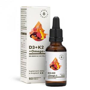 Witamina D3 2000IU + K2mk7 + Omega-3, Krople, Aura Herbals, 30ml - 2861357800