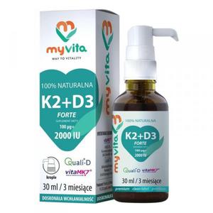 Naturalna K2 MK7 100mcg + D3 2000iu w kroplach, Myvita, 30 ml - 2852489273