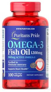 Olej Omega-3 1200 mg, Puritan's Pride, 100 kapsuek - 2877263149