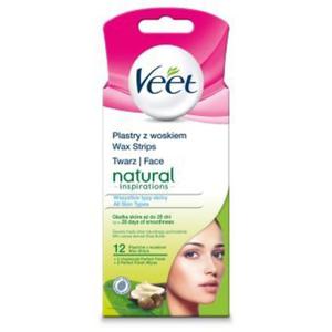 Veet Plastry z woskiem do depilacji twarzy Natural Inspirations - skra kadego typu 1op-12szt - 2868867063