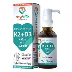 Naturalna Witamina K2 MK7 100mcg + D3 4000iu Krople, Myvita, 50ml - 2869588852