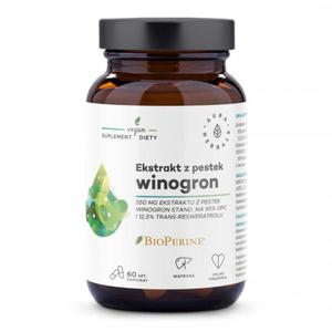 Ekstrakt z pestek winogron 550 mg, 95% OPC, Aura Herbals, 60 kapsuek - 2876210778