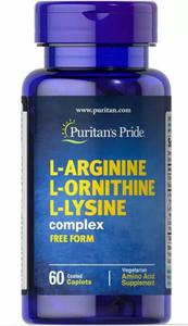 L-Arginina, L-Ornityna, L-Lizyna, Puritan's Pride, 60 tabletek - 2878856000