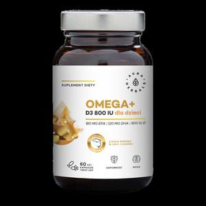 Omega+ Witamina D3 800 IU dla Dzieci, Aura Herbals, 60 kapsuek twist-off - 2878022256