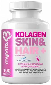 Kolagen Skin&Hair Complex, Wosy Skra Paznokcie, Myvita, 100 tabletek - 2867852594