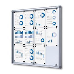 Gablota magnetyczna SL 12xA4 88x92 cm z przesuwanymi drzwiami zamykana na kluczyk do uytku wewntrznego gablota wewntrzna z certyfikatem trudnopalnoci B1 gablota ogoszeniowa gablota informacyjna tablica ogosze tablica informacyjna - 2860698883