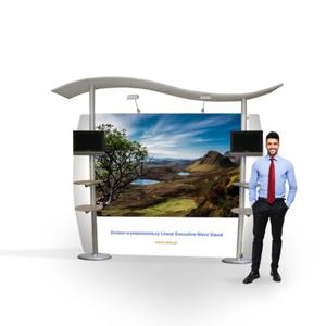 Zestaw wystawienniczy Linear Executive Wave Stand 3 x 2,5 m (2 uchwyty LCD + 4 póki na...