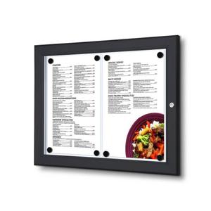 Gablota na menu 2xA4 42x30 cm zamykana na kluczyk z owietleniem LED do uytku wewntrznego gablota wewntrzna gablota ogoszeniowa gablota informacyjna tablica ogosze tablica informacyjna tablica na menu - 2876491799