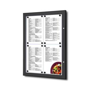 Gablota na menu 4xA4 42x59 cm zamykana na kluczyk z owietleniem LED do uytku wewntrznego gablota wewntrzna gablota ogoszeniowa gablota informacyjna tablica ogosze tablica informacyjna tablica na menu - 2876491800