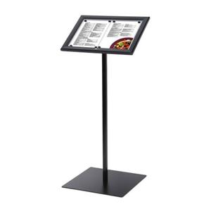 Stojak na menu 2xA4 z owietleniem LED - czarny stojak prezenter na kart menu stojak informacyjny prezentacyjny z ramk A4 do restauracji gastronomii do hotelu stojak na plakat Menu Board - 2876578051