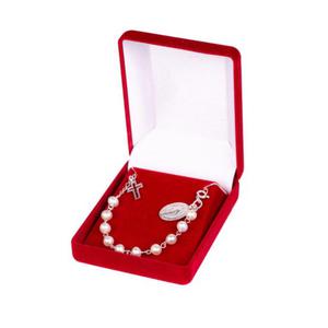 Bransoletka srebrna, pr.925 z naturalnymi perłami w eleganckim pudełeczku - 2860697481