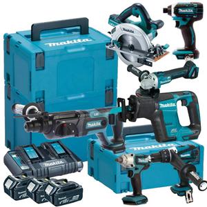 MAKITA Zestaw narzdzi akumulatorowych COMBO DLX7001 / DGA504Z / DHR241Z / DTD153Z / DDF481Z / DJR188Z / DHS710Z / DTW190Z 3x5Ah MAKPAC - 2877022759