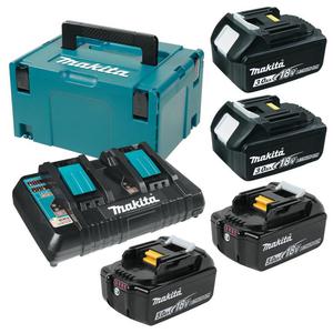 MAKITA DC18RD + 2x BL1850B + 2x BL1830 + MAKPAC dwuportowa szybka adowarka 7.2V-18V Li-Ion MAKITA + akumulatory 2 sztuki - 2861466562