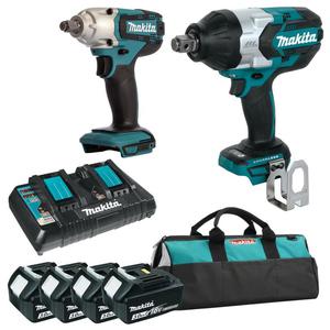 MAKITA DTW1001Z + DTW190Z + DC18RD + 4x BL1830 akumulatorowy klucz udarowy 3/4" 1050Nm + klucz udarowy 1/2" 190Nm + podwjna szybka adowarka + 4x aku - 2877733357