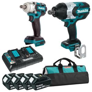 MAKITA DTW1001Z + DTW285Z + DC18RD + 4x BL1830 akumulatorowy klucz udarowy 3/4" 1050Nm + klucz udarowy 1/2" 280Nm + podwjna szybka adowarka + 4x aku - 2861466637