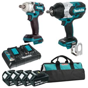 MAKITA DTW1002Z + DTW285Z + DC18RD + 4x BL1830 akumulatorowy klucz udarowy 1/2" 1000Nm + klucz udarowy 1/2" 280Nm + podwjna szybka adowarka + 4x aku - 2861466638