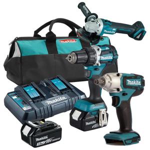 MAKITA DGA513Z + DDF484Z + DTW190Z aku. szlifierka katowa 125mm, wiertarko-wkrtarka 54Nm, kluczyk udarowy 1/2" 190Nm 18V z 2 aku.3.0Ah - 2877733362